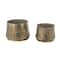 Brass Metal Textured Planter with Ring Handles Set